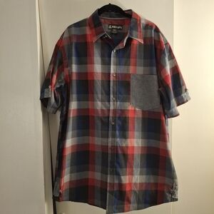 Red Ape Men's Plaid Short Sleeve Shirt - Red, Blue, Gray